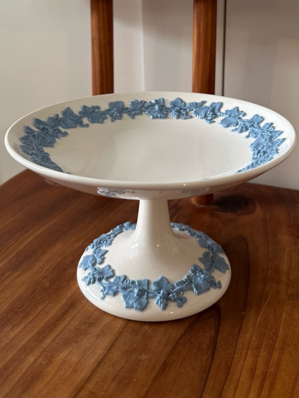 Vintage Wedgwood Queensware  Lavender On Cream Footed Compote Dish